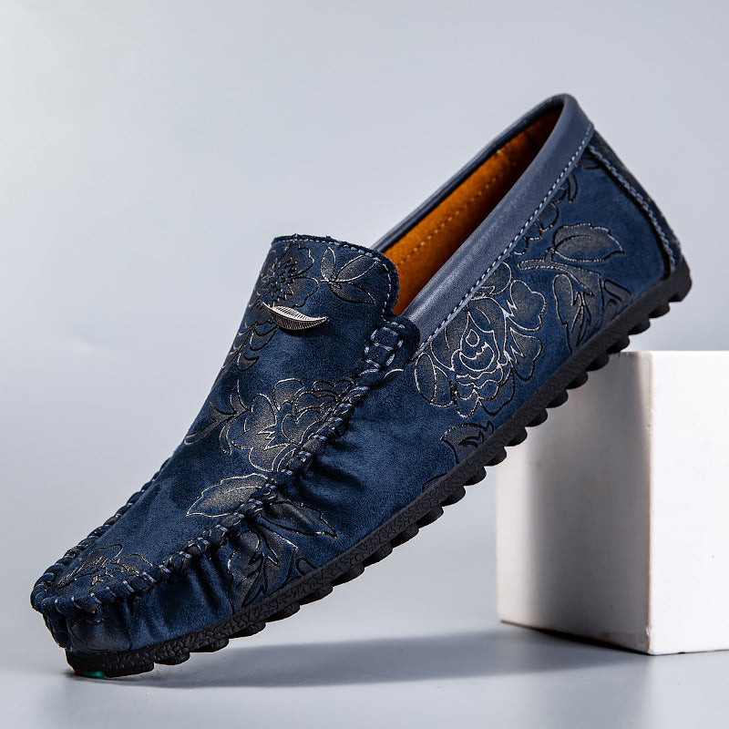Nigel | Floral Embossed Leather Loafers