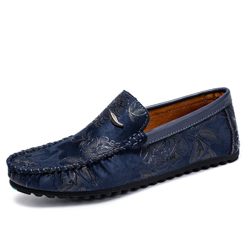Nigel | Floral Embossed Leather Loafers