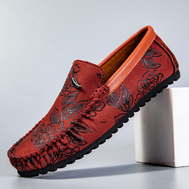 Nigel | Floral Embossed Leather Loafers
