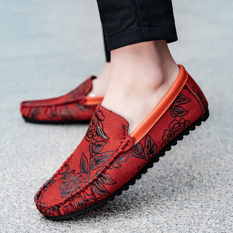 Nigel | Floral Embossed Leather Loafers