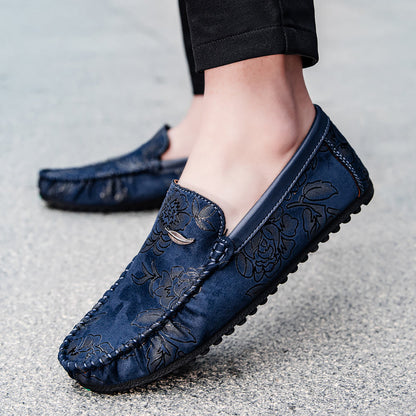 Nigel | Floral Embossed Leather Loafers