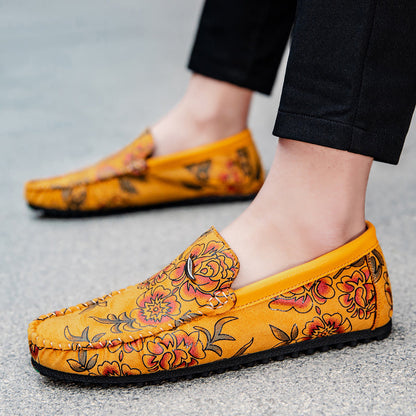 Nigel | Floral Embossed Leather Loafers