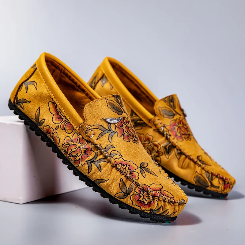 Nigel | Floral Embossed Leather Loafers