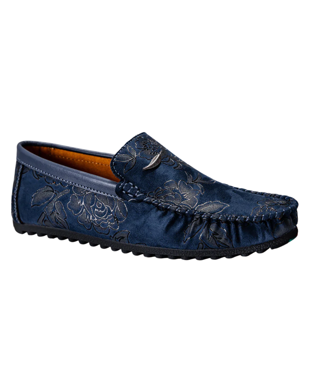 Nigel | Floral Embossed Leather Loafers