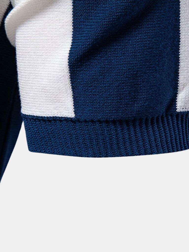 Barry | Navy Vertical-Stripe Zip Polo