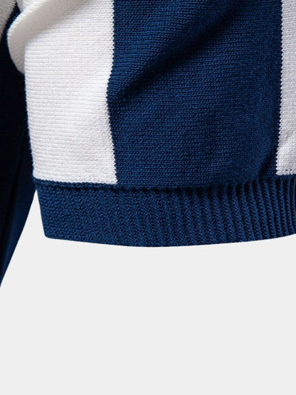 Barry | Navy Vertical-Stripe Zip Polo