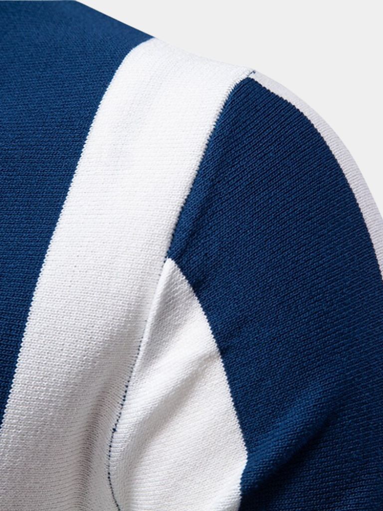 Barry | Navy Vertical-Stripe Zip Polo