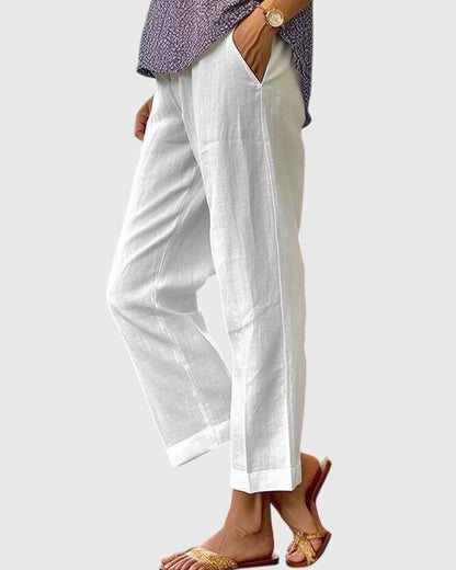 Bernadette | White Relaxed Tailored Trousers