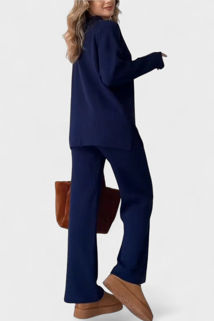 Briony | V-Neck Lounge Top & Wide-Leg Trouser Set