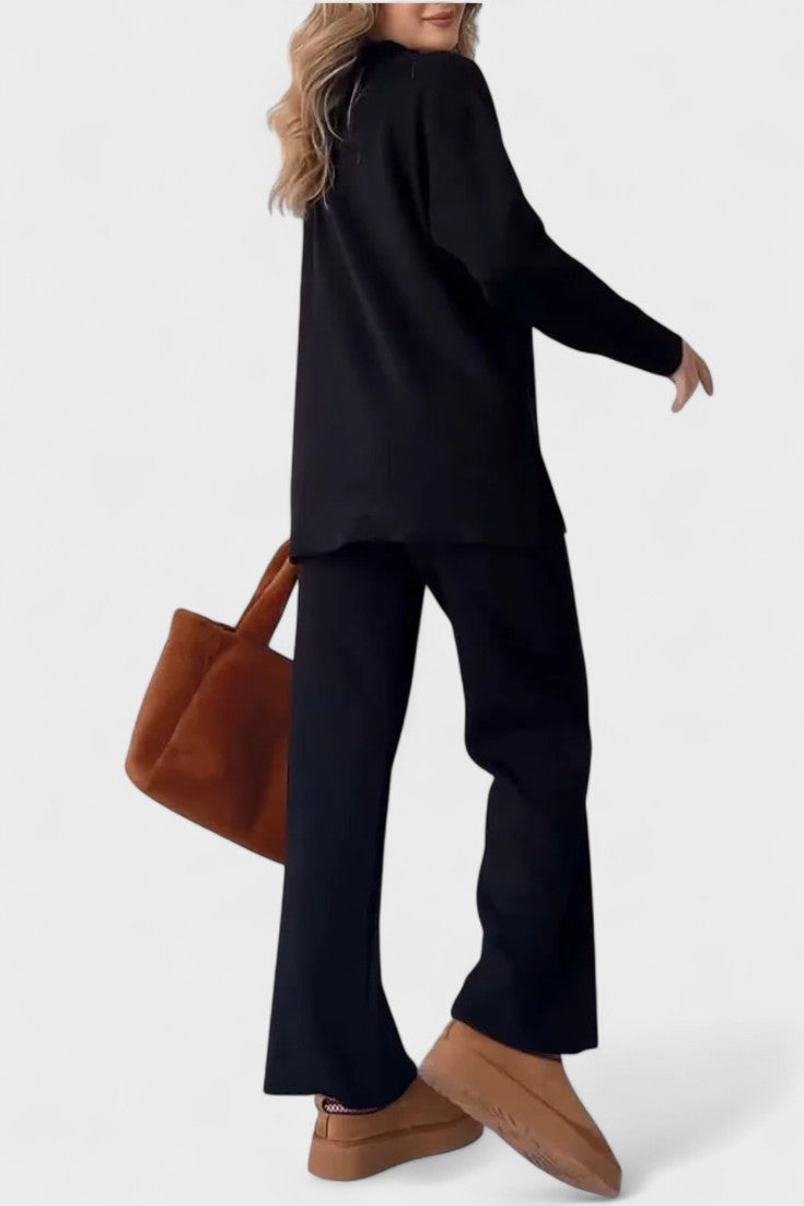 Briony | V-Neck Lounge Top & Wide-Leg Trouser Set