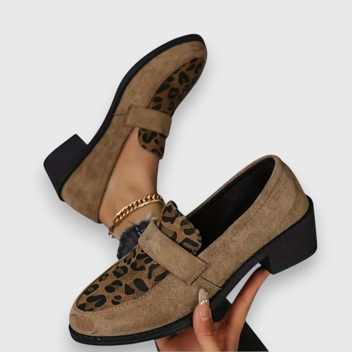 Barbara | Brown Animal Print Loafers
