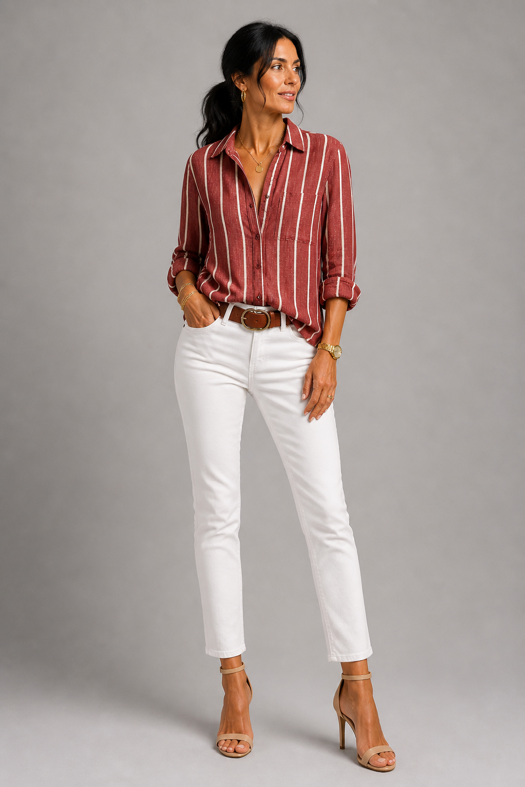 Rita | Rust Stripe Shirt
