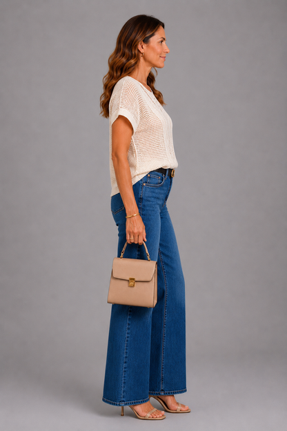Cara | Cream Crochet Knit Top