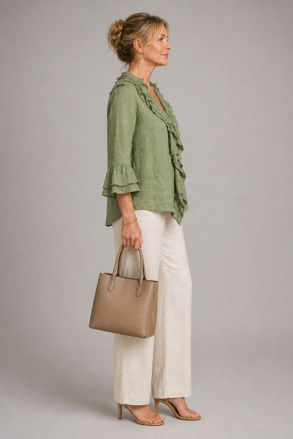 Lucy | Sage Ruffle Blouse