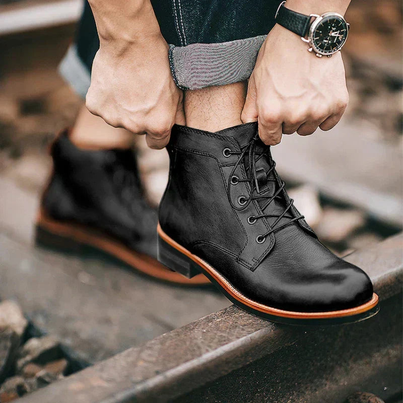 Caleb | Vintage Brown Lace-Up Boots