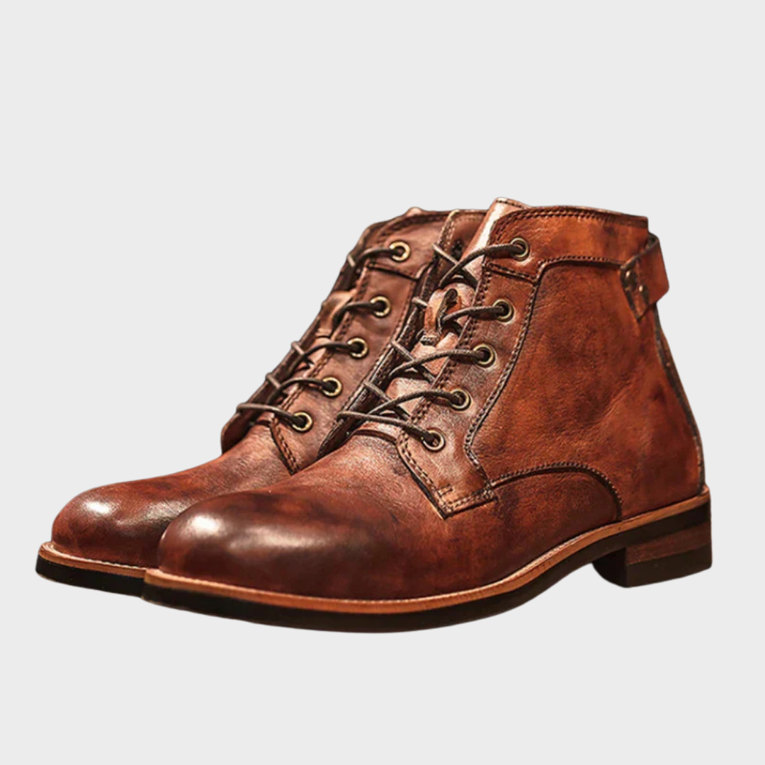 Caleb | Vintage Brown Lace-Up Boots