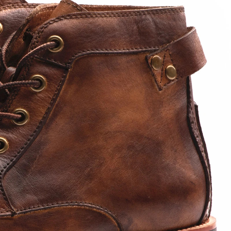Caleb | Vintage Brown Lace-Up Boots