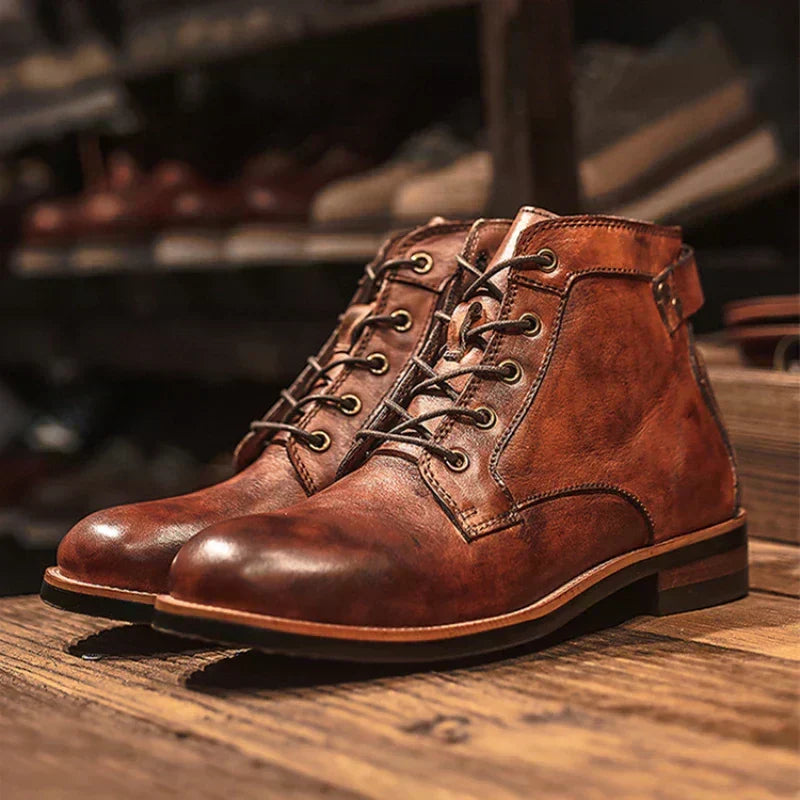 Caleb | Vintage Brown Lace-Up Boots