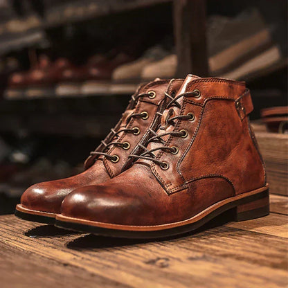 Caleb | Vintage Brown Lace-Up Boots