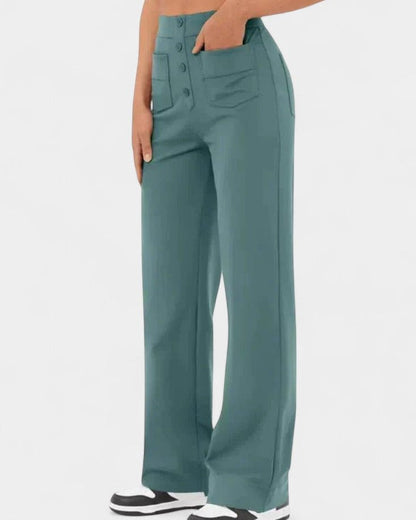Camilla | Teal Tailored Wide-Leg Trousers
