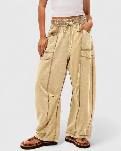 Catriona | Brown Drawstring Wide-Leg Trousers