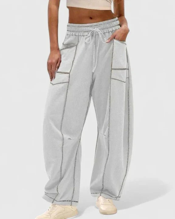 Catriona | Brown Drawstring Wide-Leg Trousers