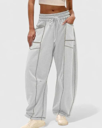 Catriona | Brown Drawstring Wide-Leg Trousers