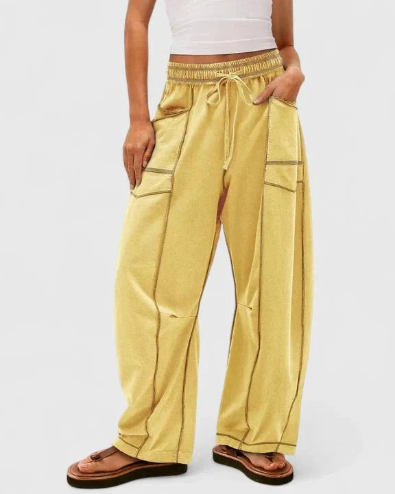 Catriona | Brown Drawstring Wide-Leg Trousers