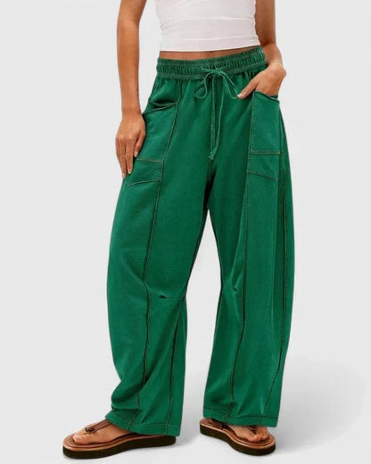 Catriona | Brown Drawstring Wide-Leg Trousers