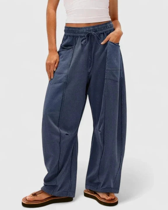 Catriona | Brown Drawstring Wide-Leg Trousers