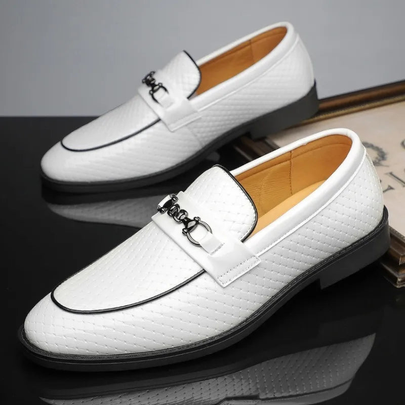 Roger | White Leather Dress Loafers