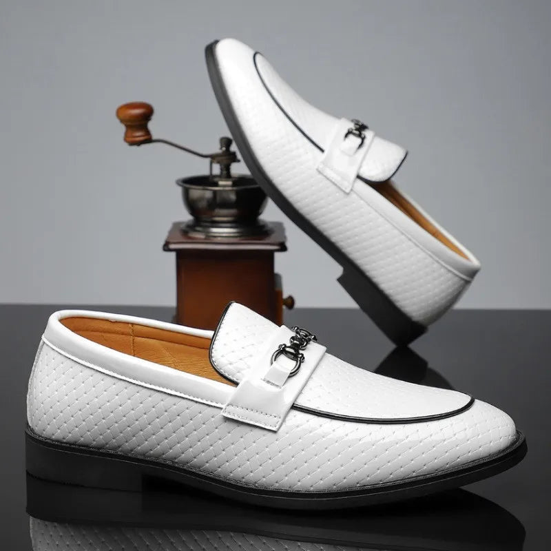 Roger | White Leather Dress Loafers