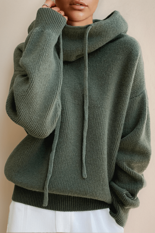 Carla | Olive Hooded Knit Jumper
