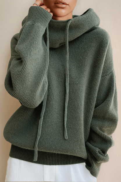 Carla | Olive Hooded Knit Jumper