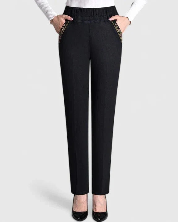 Carys | Black Slim-Leg Trousers