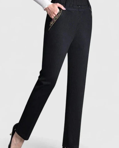 Carys | Black Slim-Leg Trousers