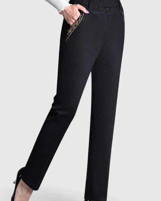 Carys | Black Slim-Leg Trousers