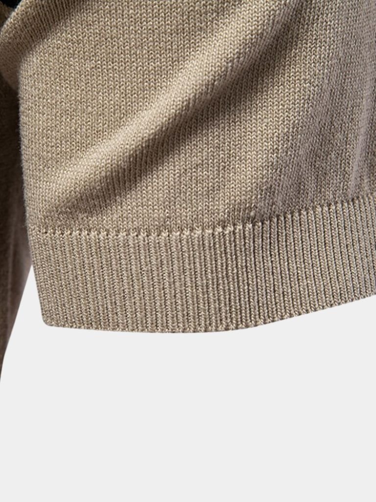Caspar | Black and Tan Colour-Block Polo