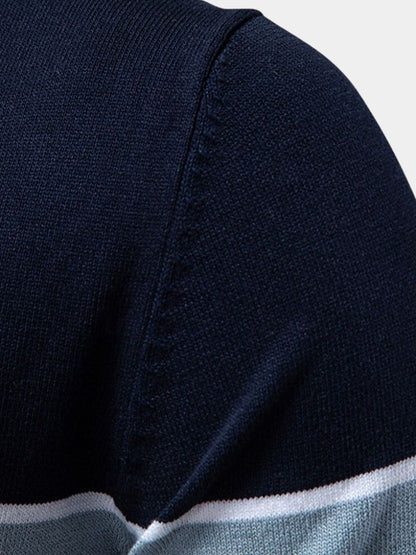 Caspar | Black and Tan Colour-Block Polo