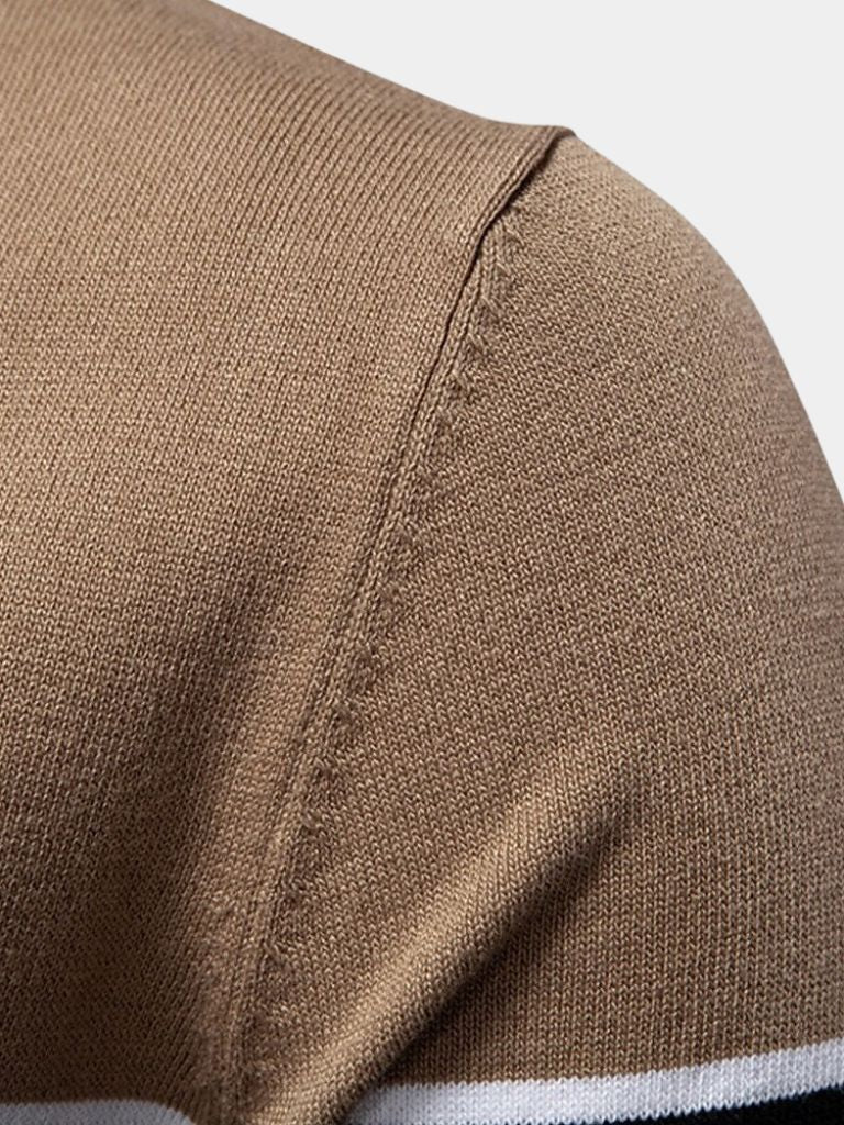 Caspar | Black and Tan Colour-Block Polo