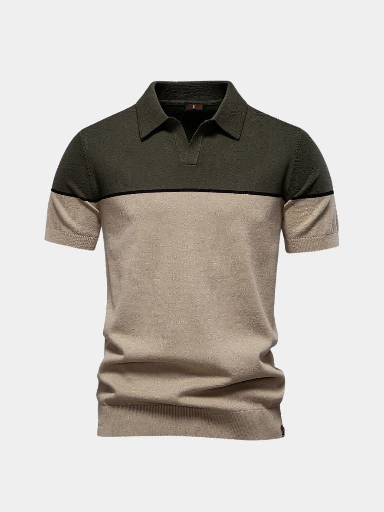 Caspar | Black and Tan Colour-Block Polo