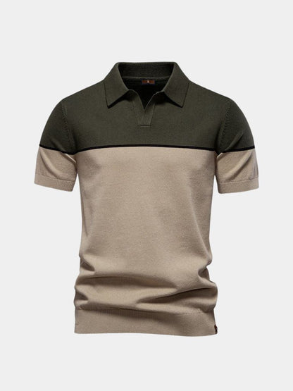 Caspar | Black and Tan Colour-Block Polo