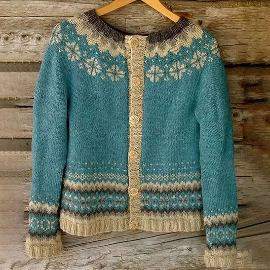 Cassandra | Teal Nordic Button Cardigan