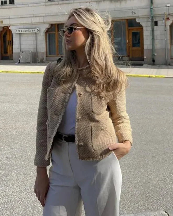 Cecily | Beige Textured Jacket