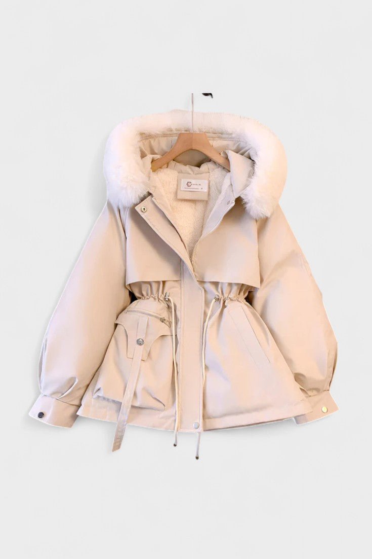 Cecily | Ivory Faux-Fur Trim Winter Jacket