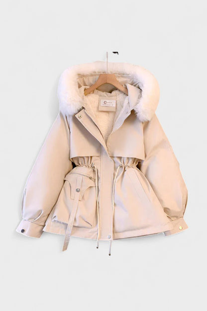 Cecily | Ivory Faux-Fur Trim Winter Jacket