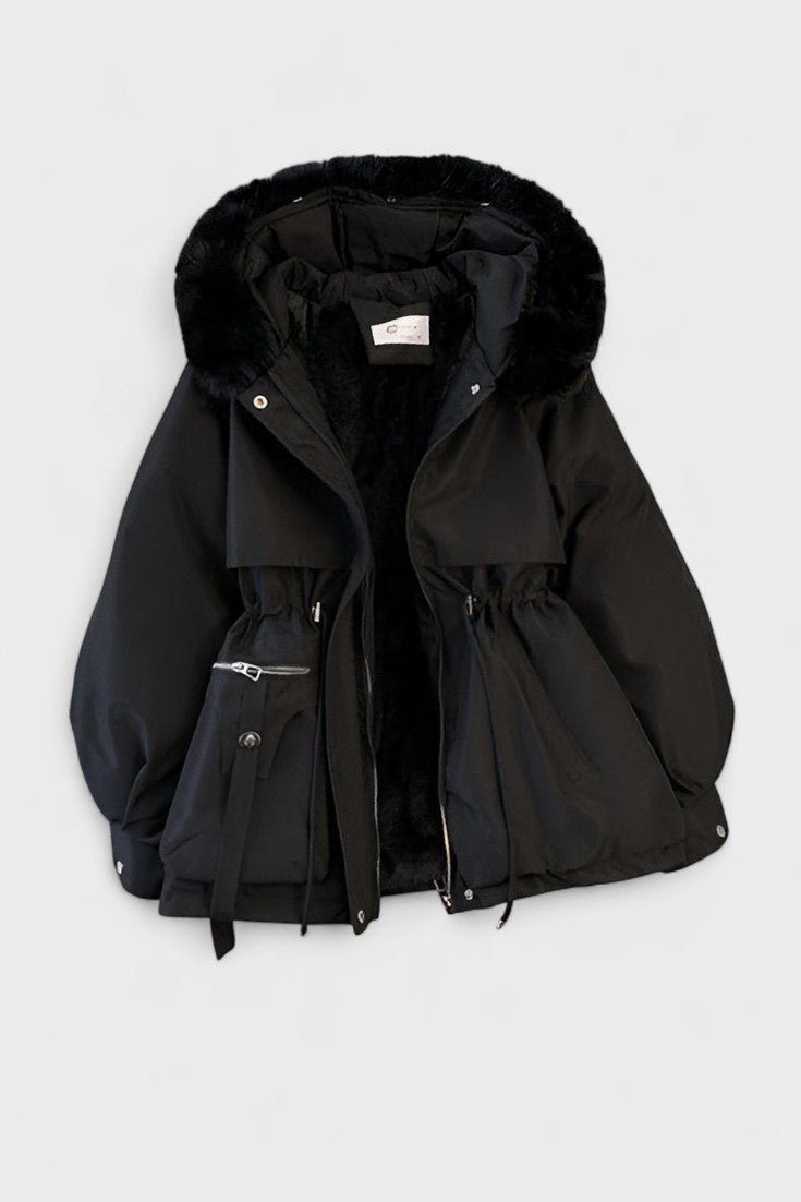Cecily | Ivory Faux-Fur Trim Winter Jacket