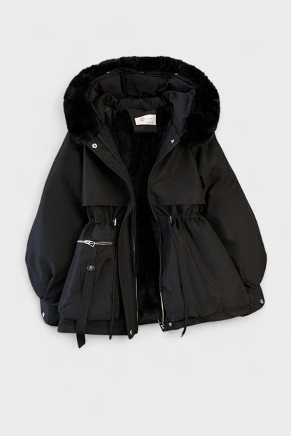 Cecily | Ivory Faux-Fur Trim Winter Jacket
