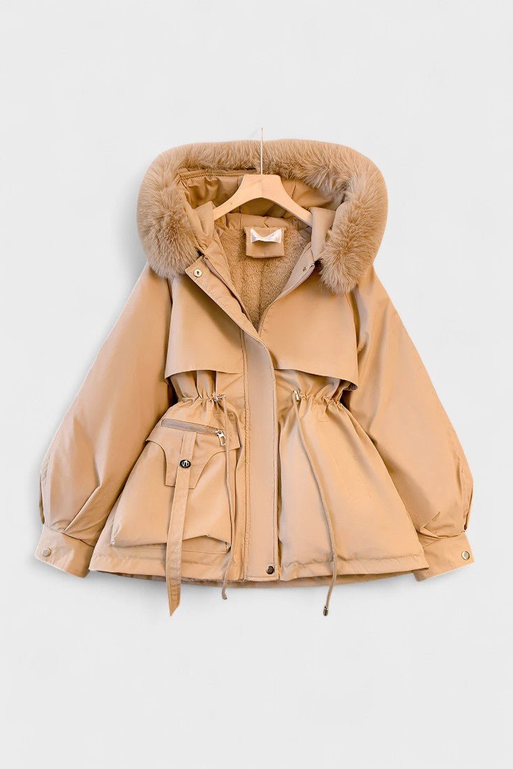 Cecily | Ivory Faux-Fur Trim Winter Jacket