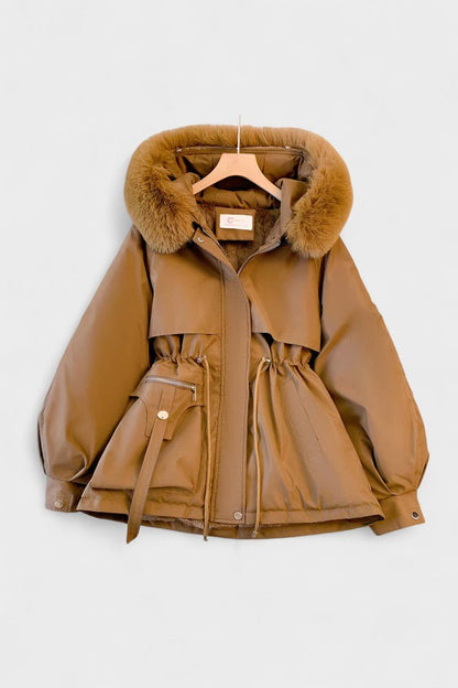 Cecily | Ivory Faux-Fur Trim Winter Jacket